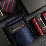 Navy Blue Plaid Men's Tie and Accessories Set