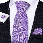 Purple Paisley Silk Tie with Pocket Square & Cufflinks