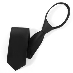 Adjustable Pre-Tied Black Zipper Tie for Men