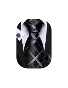 Barry.Wang Men's Striped Silk Tie Set