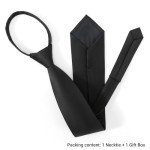 Adjustable Pre-Tied Black Zipper Tie for Men