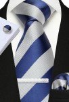 Navy Blue and Grey Striped Tie Set for Men