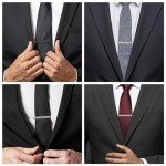 Men's Tie Clips Set - 4 Pcs Silver & Black