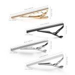 Men's Tie Clips Set - 4 Pcs Silver & Black