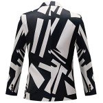 Men's Slim Fit Printed Blazer Jacket - Black & White