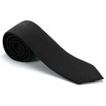 Junmaxroad Men's Solid Black Tie and Pocket Square Set