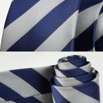 Navy Blue and Grey Striped Tie Set for Men