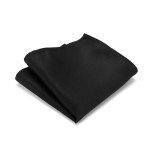 Junmaxroad Men's Solid Black Tie and Pocket Square Set