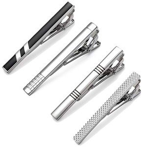 Classic Silver Tie Clips Set for Men