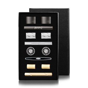 Men's Tie Clip and Cufflinks Set - Silver & Gold