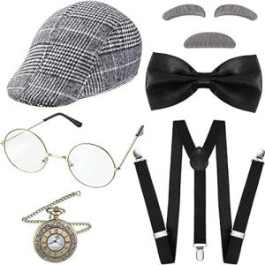 1920s Men's Gatsby Style Panama Hat and Tie