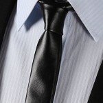 Men's Black Skinny PU Leather Tie