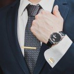 Men's Tie Clip and Cufflinks Set - Silver & Gold