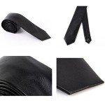 Men's Black Skinny PU Leather Tie