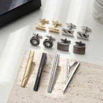 Men's Tie Clip and Cufflinks Set - Silver & Gold