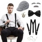 1920s Men's Gatsby Style Panama Hat and Tie