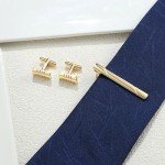 Men's Tie Clip and Cufflinks Set - Silver & Gold