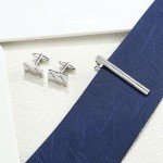 Men's Tie Clip and Cufflinks Set - Silver & Gold