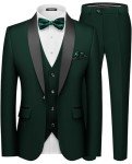 Men's Dark Green Slim Fit 3-Piece Suit Set