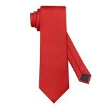KOOELLE Men's Solid Red Tie and Pocket Square Set