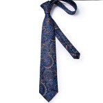 Men's Blue Paisley Tie Set with Pocket Square