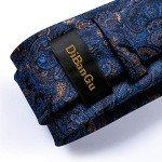 Men's Blue Paisley Tie Set with Pocket Square