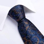 Men's Blue Paisley Tie Set with Pocket Square