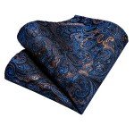 Men's Blue Paisley Tie Set with Pocket Square
