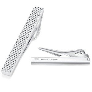 Men's Silver Stainless Steel Tie Clip - Honey Bear