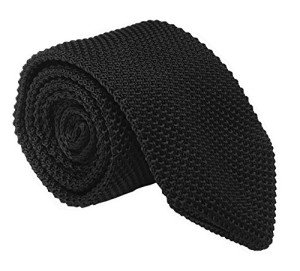 Men's Black Solid Skinny Knit Tie for Weddings