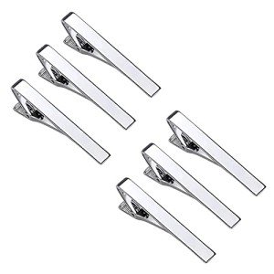 Men's Silver Classic Tie Clips - 6 Pack