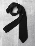 Men's Black Solid Skinny Knit Tie for Weddings