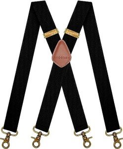Men's Vintage Black Suspenders with Adjustable X Back