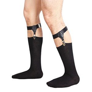 Men's Adjustable Black Sock Garter with Clips