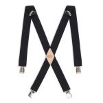 Black Adjustable X Back Suspenders for Men