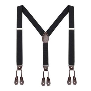 Men's Adjustable Y-Shaped Black Suspenders