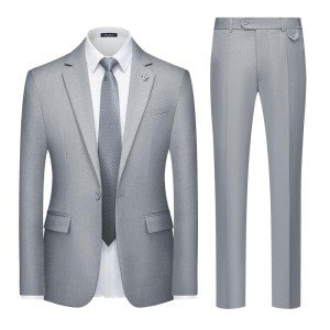 Light Grey Slim Fit 2-Piece Men's Suit