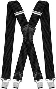 Black Heavy Duty X-Style Suspenders for Men