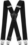 Decalen Men's Heavy Duty Suspenders - Black X Style