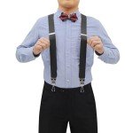 Men's Adjustable Black Elastic Hook Suspenders