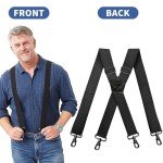 Black Heavy Duty Elastic X Back Men's Suspenders