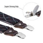 Men's 48" Adjustable Y Shape Suspenders - Black Argyle