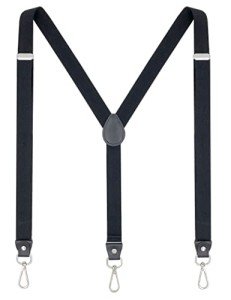 Men's Black Suspenders with 3 Swivel Hooks