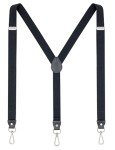 Men's Black Suspenders with 3 Swivel Hooks