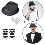 1920s Men’s Costume Accessories: Fedora, Watch & Suspenders