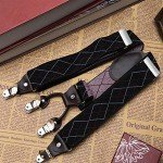 Men's 48" Adjustable Y Shape Suspenders - Black Argyle