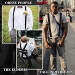 Men's Heavy-Duty Black Leather X-Back Suspenders