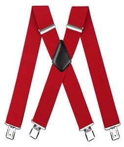 Men's Heavy Duty 4-Clip Adjustable Red Suspenders