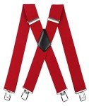 Men's Heavy Duty 4-Clip Adjustable Red Suspenders