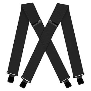 AYOSUSH Heavy Duty Black Suspenders for Men